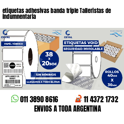 etiquetas adhesivas banda triple Talleristas de indumnentaria