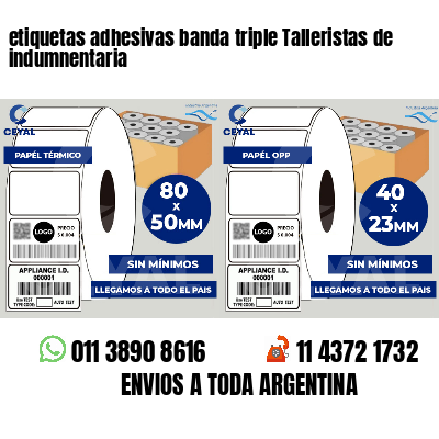 etiquetas adhesivas banda triple Talleristas de indumnentaria