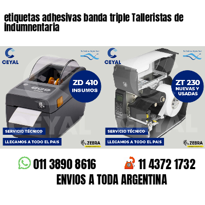 etiquetas adhesivas banda triple Talleristas de indumnentaria