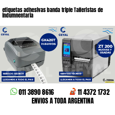 etiquetas adhesivas banda triple Talleristas de indumnentaria
