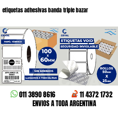 etiquetas adhesivas banda triple bazar