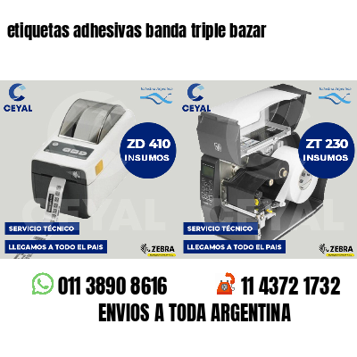 etiquetas adhesivas banda triple bazar