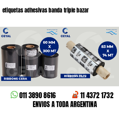 etiquetas adhesivas banda triple bazar