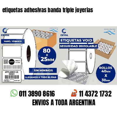 etiquetas adhesivas banda triple joyerias