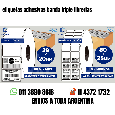etiquetas adhesivas banda triple librerias