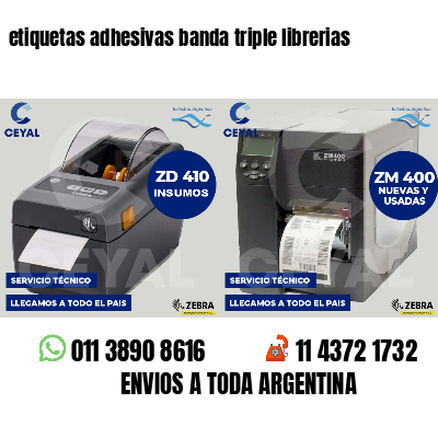etiquetas adhesivas banda triple librerias
