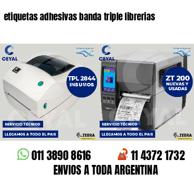 etiquetas adhesivas banda triple librerias