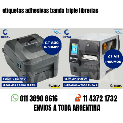 etiquetas adhesivas banda triple librerias