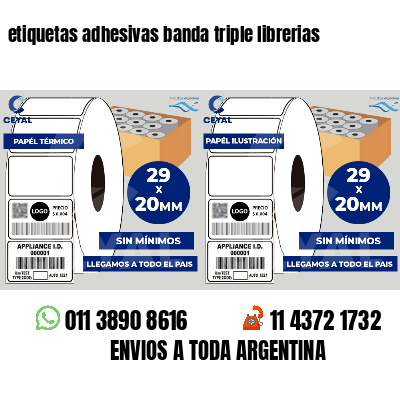etiquetas adhesivas banda triple librerias