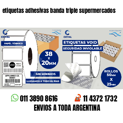 etiquetas adhesivas banda triple supermercados