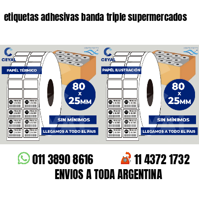 etiquetas adhesivas banda triple supermercados