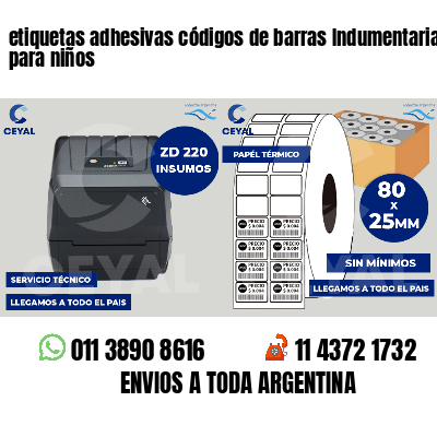etiquetas adhesivas códigos de barras Indumentaria para niños