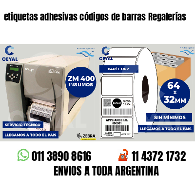 etiquetas adhesivas códigos de barras Regalerías