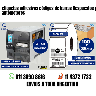 etiquetas adhesivas códigos de barras Respuestos para automotores