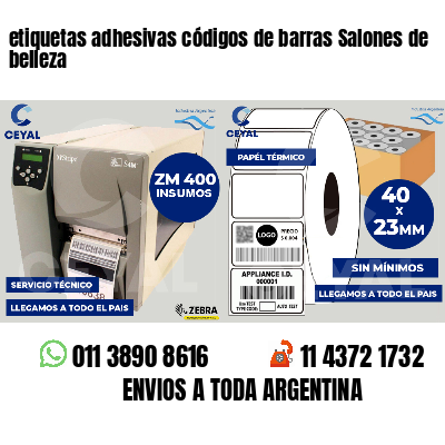 etiquetas adhesivas códigos de barras Salones de belleza