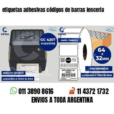 etiquetas adhesivas códigos de barras lenceria