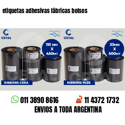 etiquetas adhesivas fábricas bolsos