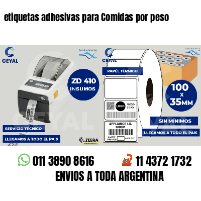 etiquetas adhesivas para Comidas por peso