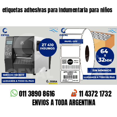 etiquetas adhesivas para Indumentaria para niños