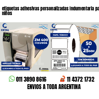 etiquetas adhesivas personalizadas Indumentaria para niños
