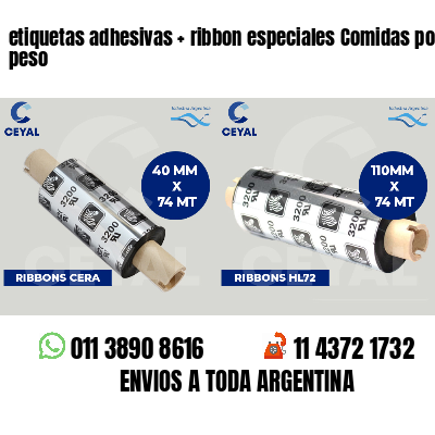 etiquetas adhesivas   ribbon especiales Comidas por peso