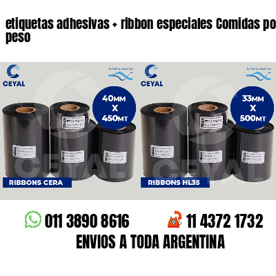 etiquetas adhesivas   ribbon especiales Comidas por peso