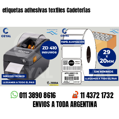 etiquetas adhesivas textiles Cadeterías