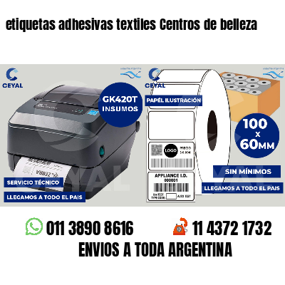 etiquetas adhesivas textiles Centros de belleza