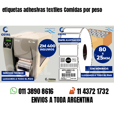 etiquetas adhesivas textiles Comidas por peso