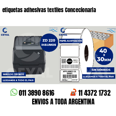 etiquetas adhesivas textiles Concecionaria