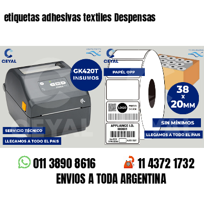 etiquetas adhesivas textiles Despensas