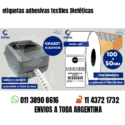 etiquetas adhesivas textiles Dietéticas