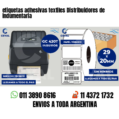 etiquetas adhesivas textiles Distribuidores de indumentaria