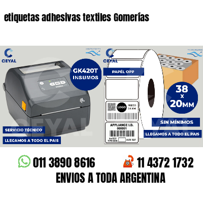 etiquetas adhesivas textiles Gomerías