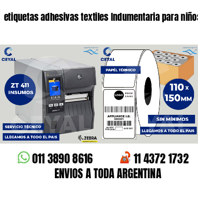 etiquetas adhesivas textiles Indumentaria para niños