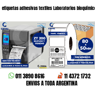 etiquetas adhesivas textiles Laboratorios bioquímicos