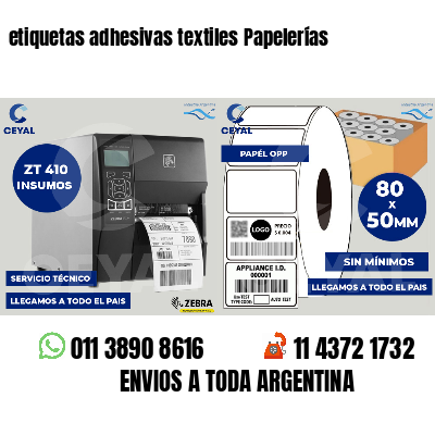 etiquetas adhesivas textiles Papelerías