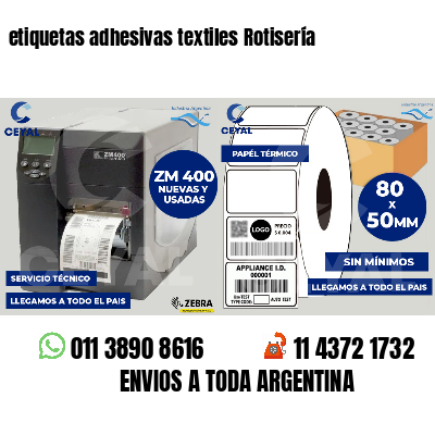 etiquetas adhesivas textiles Rotisería