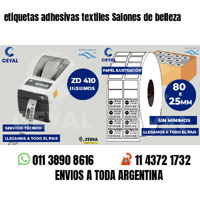 etiquetas adhesivas textiles Salones de belleza