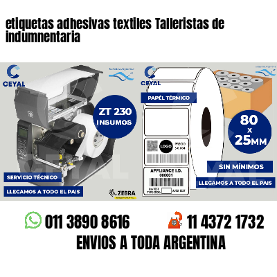 etiquetas adhesivas textiles Talleristas de indumnentaria