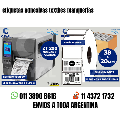 etiquetas adhesivas textiles blanquerías