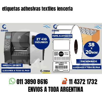 etiquetas adhesivas textiles lenceria