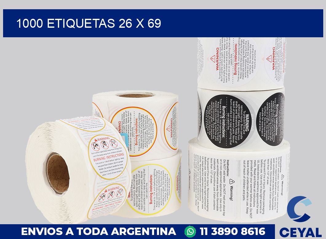 1000 etiquetas 26 x 69