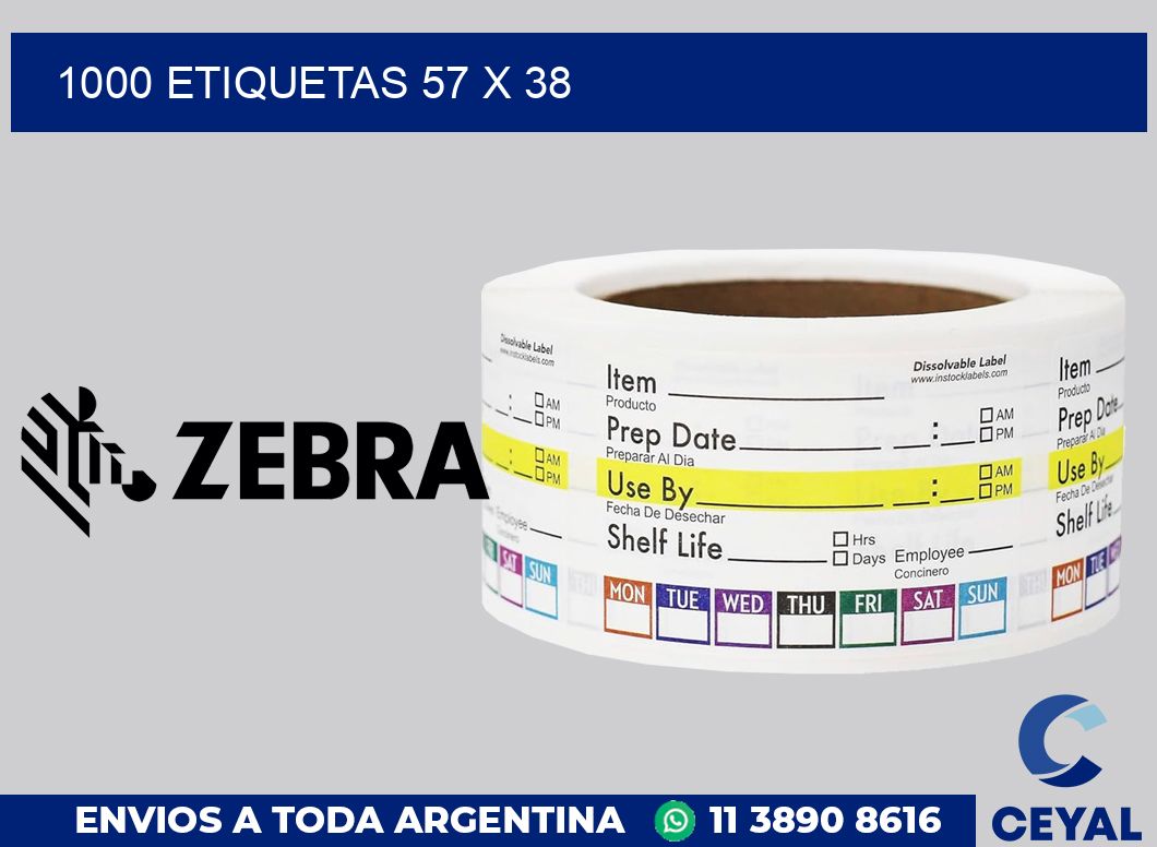 1000 etiquetas 57 x 38