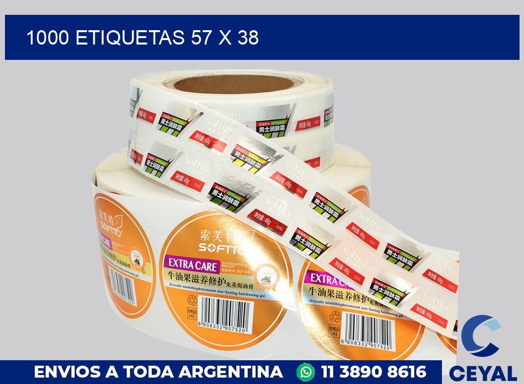 1000 etiquetas 57 x 38