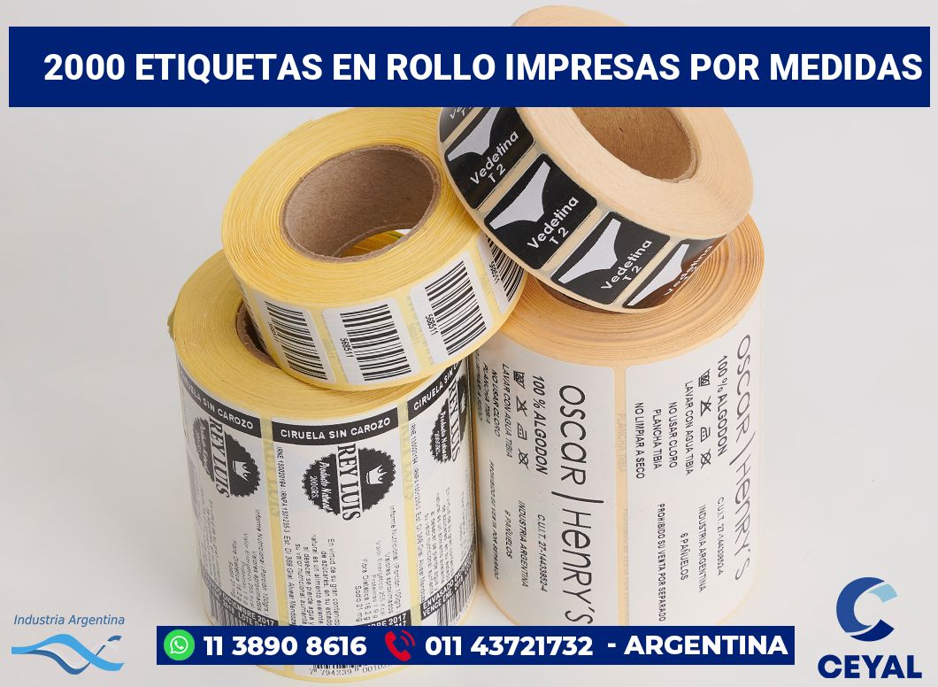 2000 Etiquetas en rollo impresas por medidas