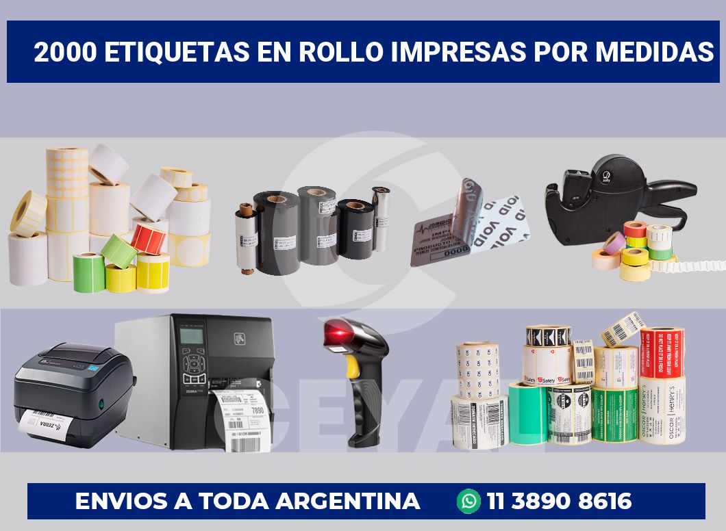 2000 Etiquetas en rollo impresas por medidas