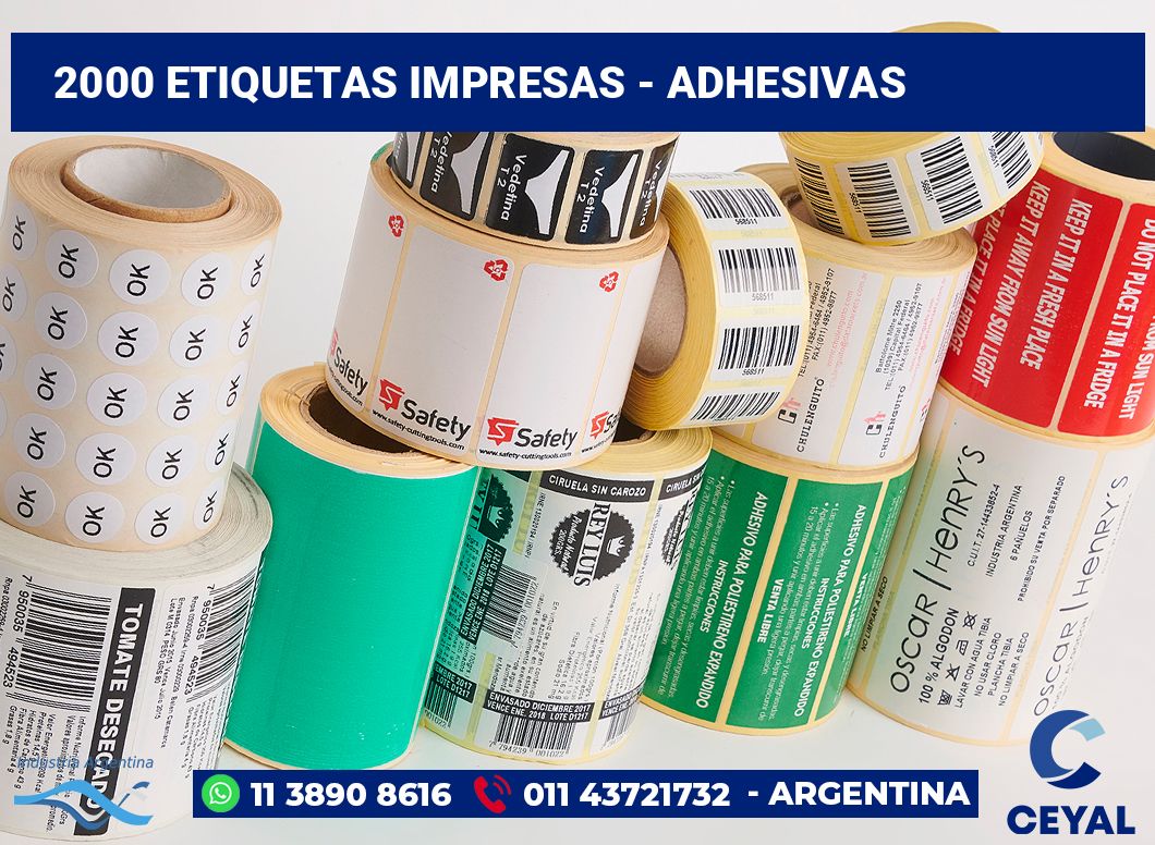 2000 Etiquetas impresas - adhesivas