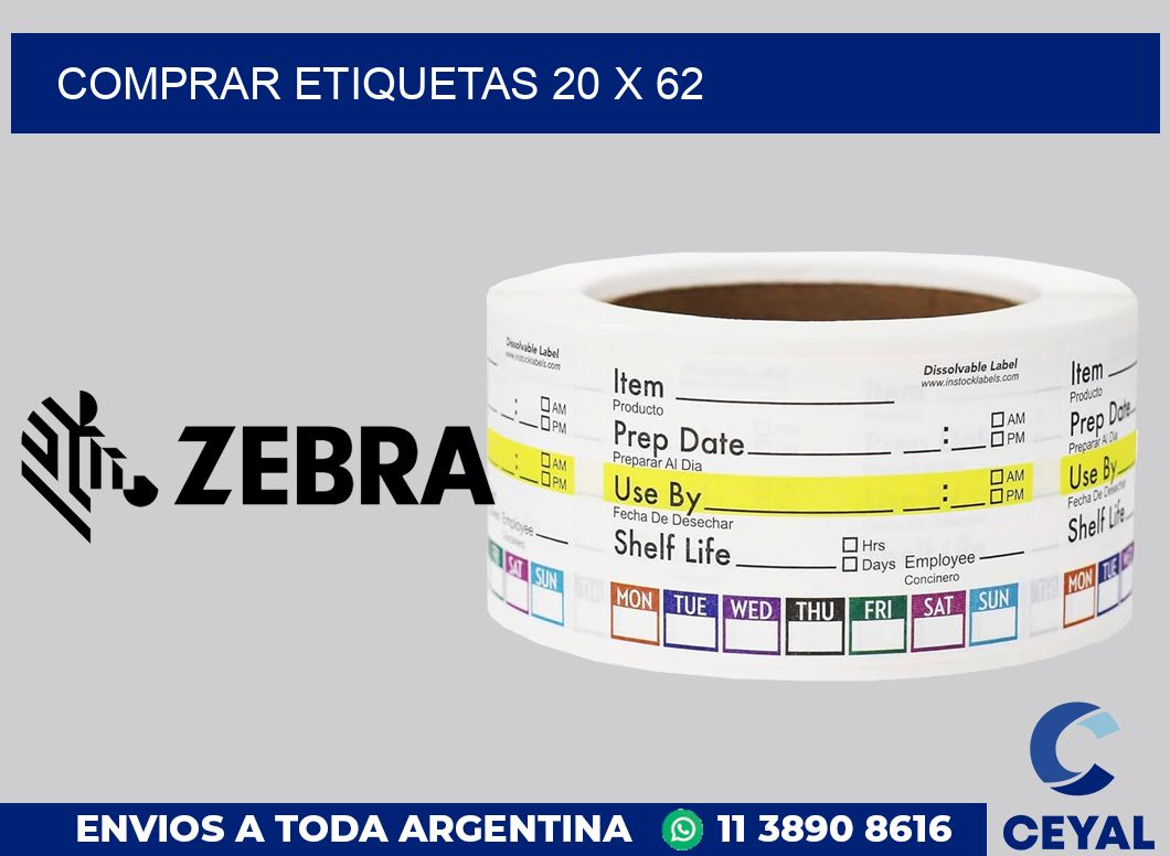 Comprar etiquetas 20 x 62