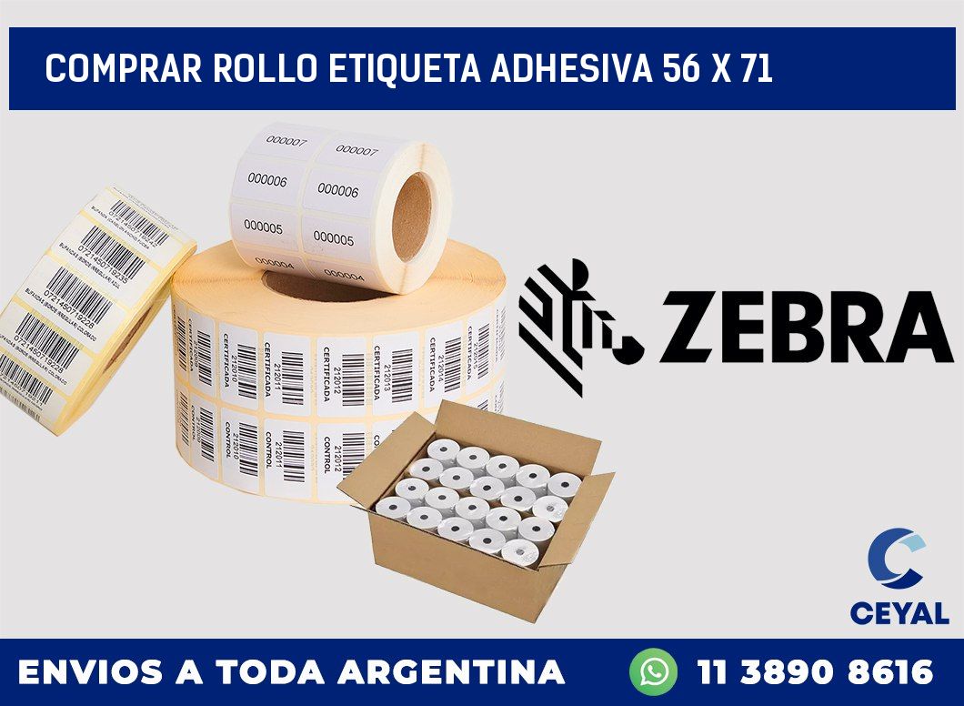 Comprar rollo etiqueta adhesiva 56 x 71